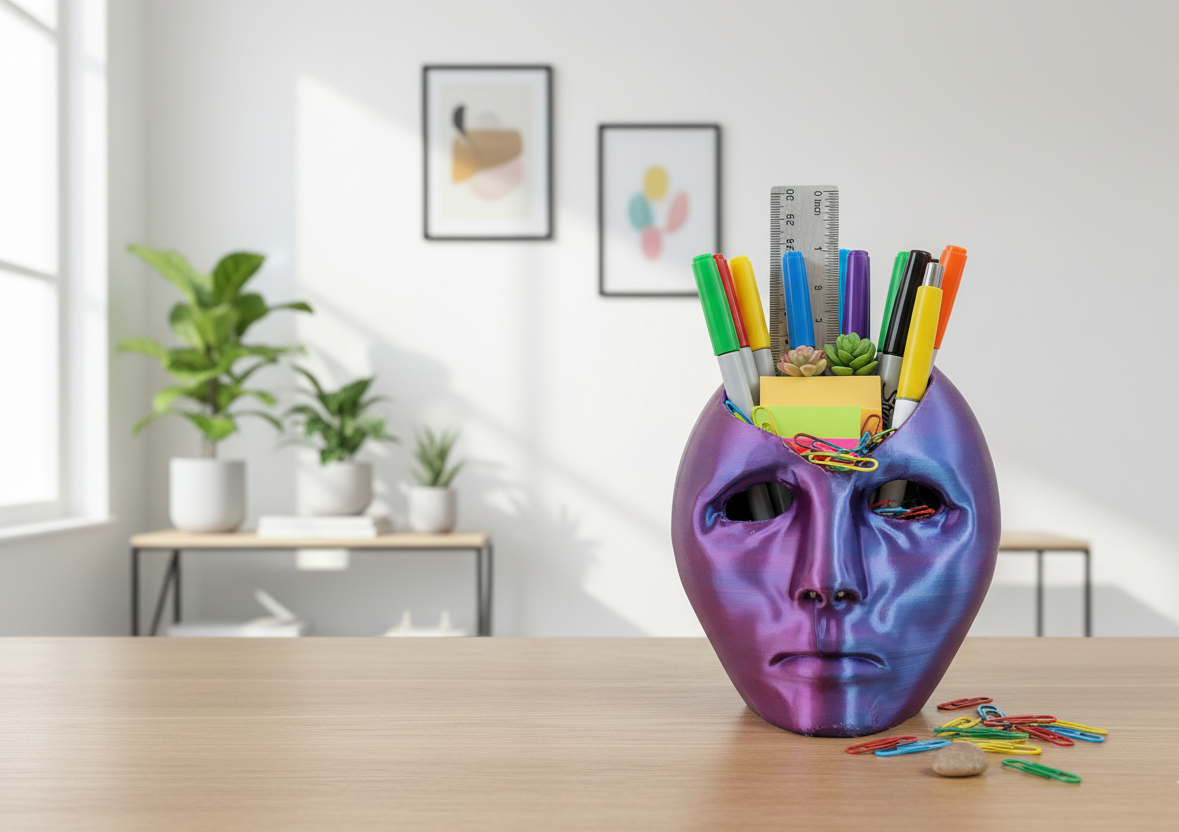 Surreal "Broken Mind" Face Planter & Desk Organizer